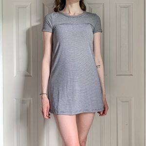 Black and white striped t shirt shift dress